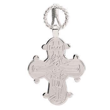 Dagmar Cross pendant from Lund Copenhagen in polished silver, backside for engraving 18 x 16 mm
